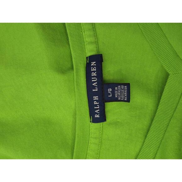 Ralph Lauren Blue Label Ladies Lime Green Short Sleeve T-Shirt V-Neck 100% Cotto - Picture 5 of 5